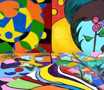 Art gala five pieces of abstract art that were painted in the CMHA's wellness development center