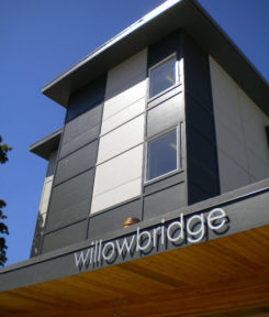 CMHA Willowbridge Supportive housing outside of the CMHA Willowbridge supportive housing units, the building is very modern and clean